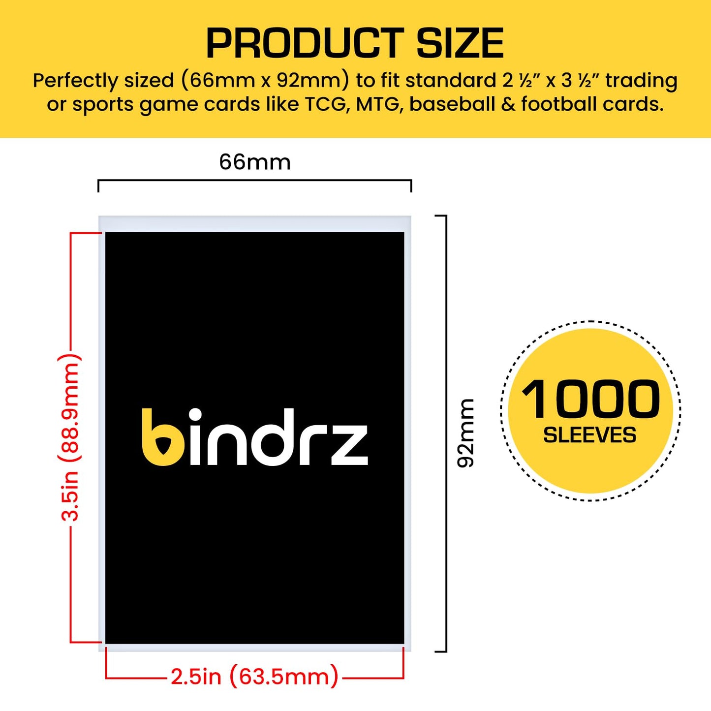 Bindrz 1000 Trading Card Penny Sleeves - 45 Micron Thick - 66 X 92Mm - High Clarity Classic Protectors For Tcg Mtg And Sports Ca