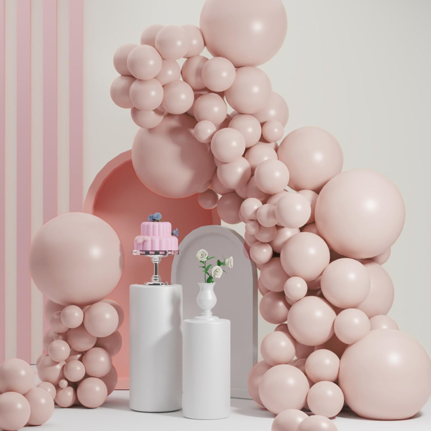 Scmdoti Matte Pink Balloons Different Sizes 18 12 10 5 Inch,Double Stuffed Matte Light Pink Balloon Arch Garland (Soft Baby Pink