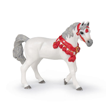 Papo - Hand-Painted - Figurine - Horses,Foals And Ponies - White Arabian Horse In Parade Dress-51568 - Collectible - For Children - Suitable For Boys And Girls - From 3 Years Old