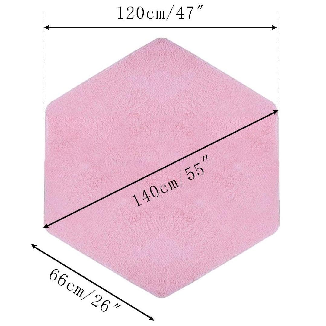 Wershow Hexagon Coral Rug - Ultra Soft Carpet For Princess Castle Playhouse Bedroom Length 55'' Girls Anti-Slip Bottom Play Mat