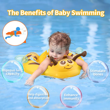 Free Swimming Baby Inflatable Baby Pool Float Ring Size Improved Bumble Bee Toddler Swim Trainer for Age of 3-36 Months (Yellow  Large)