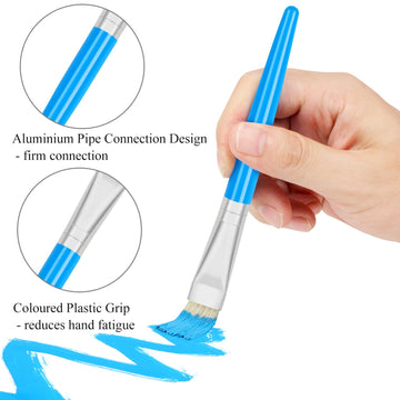 14 Pcs Paint Brushes For Kids, Round And Flat Kids Paint Brushes, Easy Hold And Clean Toddler Paint Brushes, Bristle Craft Paint