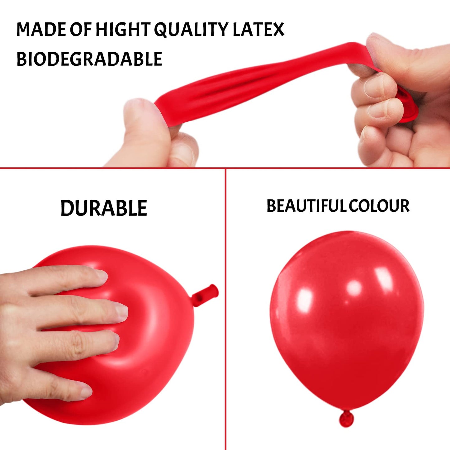 Red Balloons 200Pcs, 5 Inch Small Red Latex Party Balloons, Mini Thick Red Birthday Balloons For Birthday Wedding Decorations, B