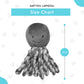 Nattou Lapidou - Piu Piu Octopus Plush Toy For Newborn Babies, Comforting, Soothes For Sleep - Grey & White