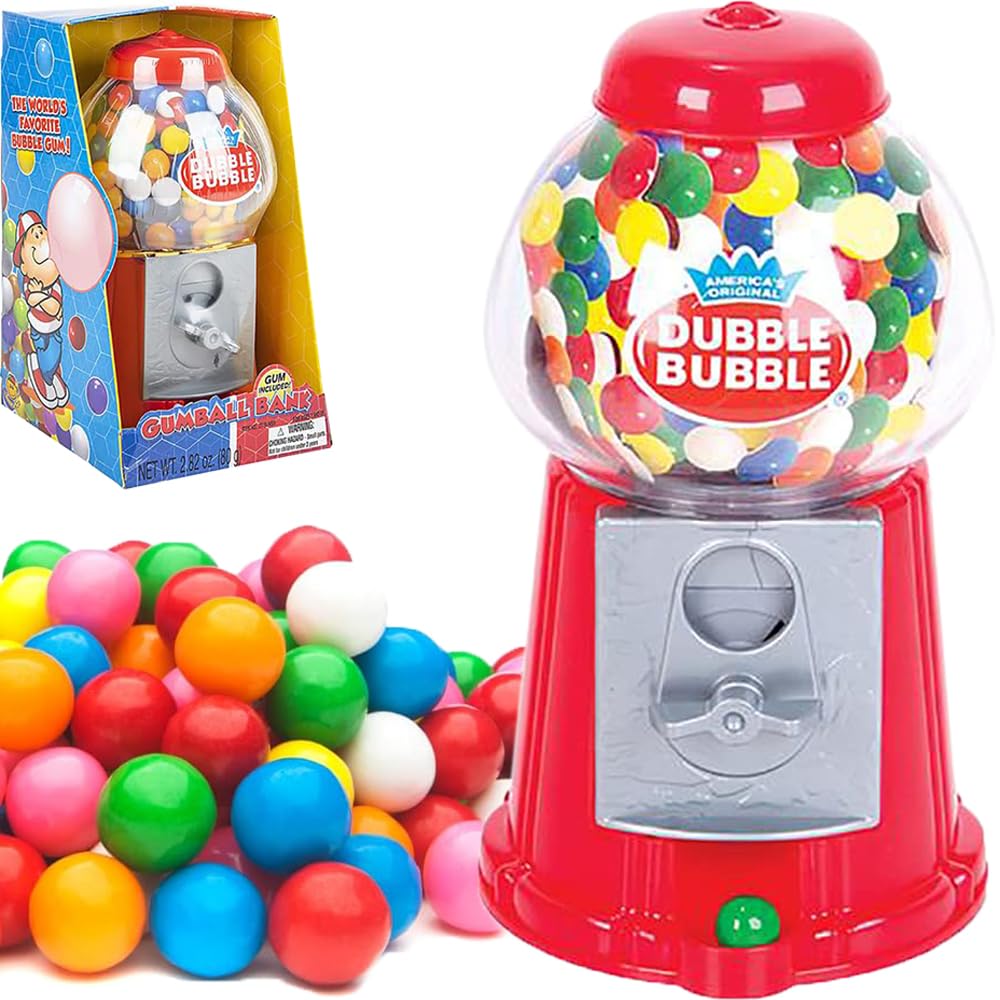 Gumball Machine Bank and Coin Bank Toy for Kids, 45 Gum Balls Included, 8.5'' Inches (Single)