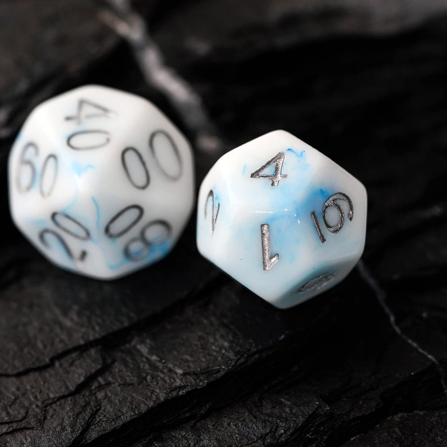 Hddais Polyhedral Dice Sets 7-Die Rpg White Dnd Dice For Dungeons And Dragons Role Playing Games And Tabletop Game (White Blue)