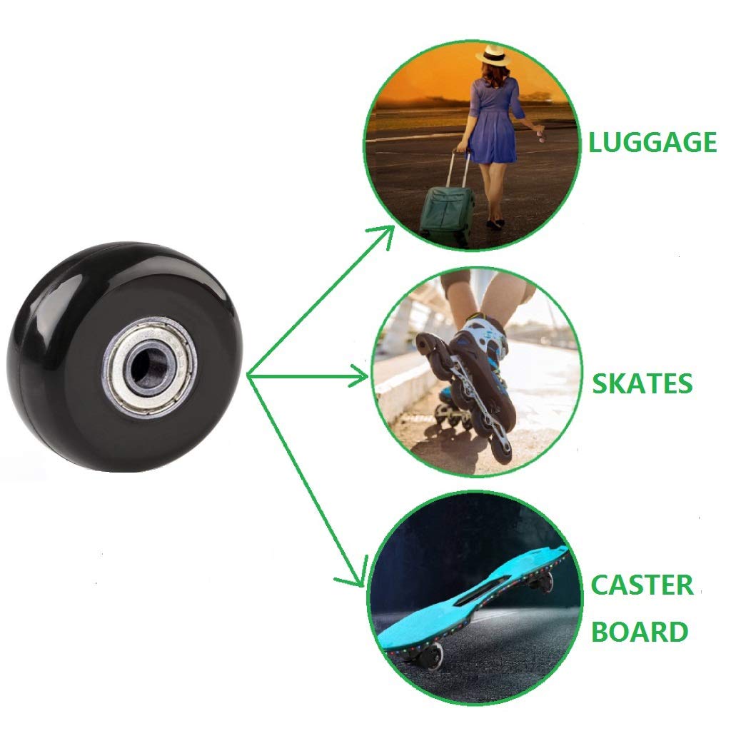 Oro 1 Pair Luggage Wheels Replacement 40 * 18Mm Case Wheels With 8Mm(0.31') Bearings Wheels For Suitcase And Inline Outdoor Skate And Caster Board