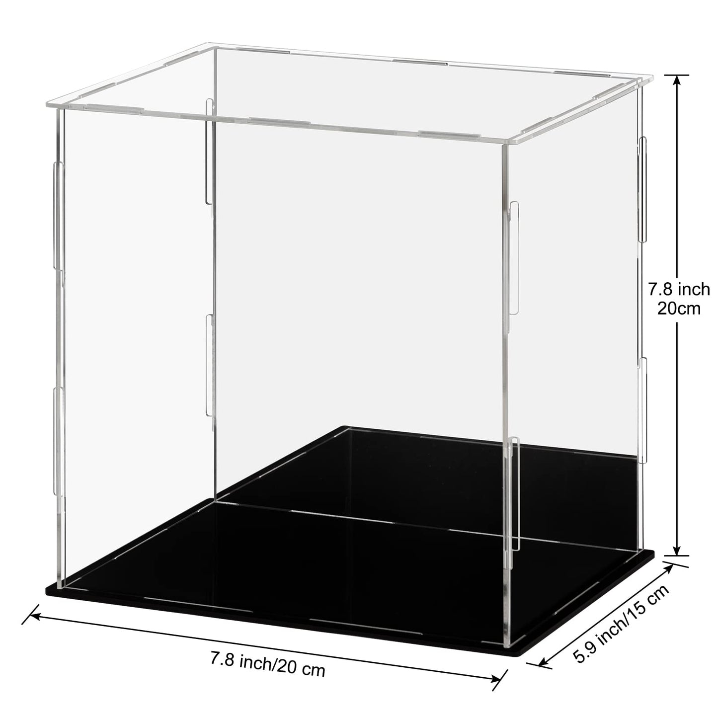 Lilezbox Acrylic Display Case,Versatile Collectibles Display Showcase For Action Figures Toys,1 Pack (Black, 7.8X5.9X7.8 Inch)