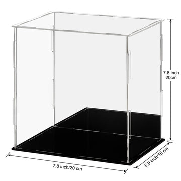 Lilezbox Acrylic Display Case,Versatile Collectibles Display Showcase For Action Figures Toys,1 Pack (Black, 7.8X5.9X7.8 Inch)