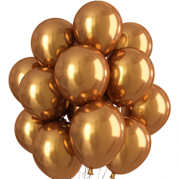 Chrome Gold Balloons 12 Inch, Double-Layered Metallic Light Gold Balloons, Shiny Thick Chrome Metallic Light Gold Latex Helium Balloons For Birthday Wedding Party Decoration Supplies