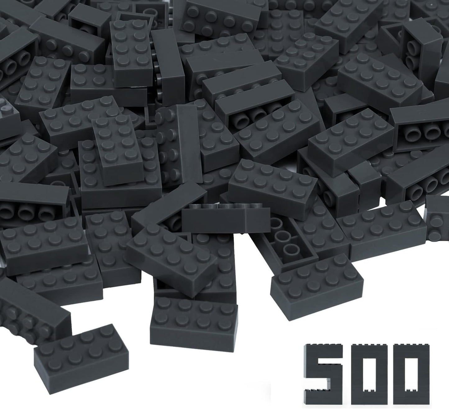Yujhitp 500 Piece Black Bricks Bulk, Black 2X4 Building Bricks Flat, Compatible With Lego Parts And Pieces: 2X4 Black Bricks(Col