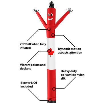 LookOurWay Air Dancers Inflatable Tube Man Attachment - 20 Feet Tall Wacky Waving Inflatable Dancing Tube Guy for Business Promotion (Blower Not Included) - Canadian Flag