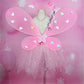 Purfeel Girls Led Light Up Angel Wings Kids Butterfly Wings Costume 4Pcs Sets Pink