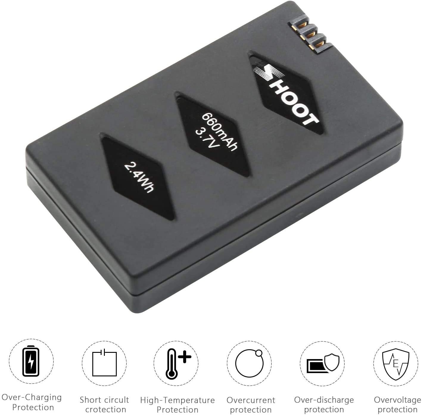 SHOOT 3 Pack Battery 660mAh 3.7V Charger Kit for Parrot MiniDrone Jumping Sumo,The Win Robotics,Swing,Mambo,Parrot Mini Drone Ro