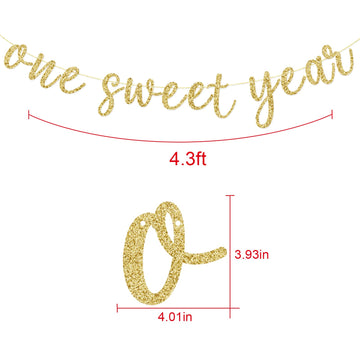 One Sweet Year Banner, First Birthday Anniversary Party Decorations Supplies For Boys Girls, Sweet One Bunting Sign, 1St Bday Ba