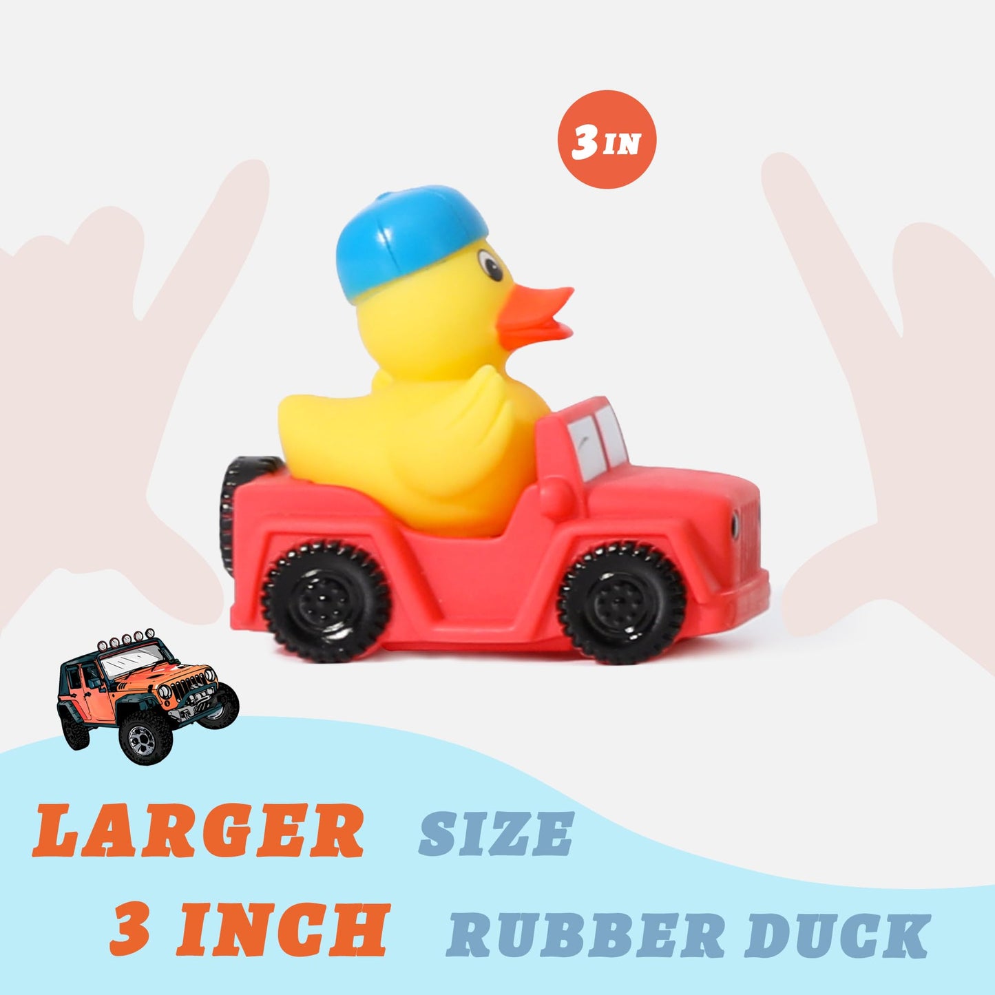 Xy-Wq 16 Pack Rubber Duck For Jeeps Ducking - 3' Bulk Floater Duck For Kids - The Shape Of A Vehicle - Baby Bath Toy Assortment - Party Favors, Birthdays, Bath Time, And More (8 Varieties)