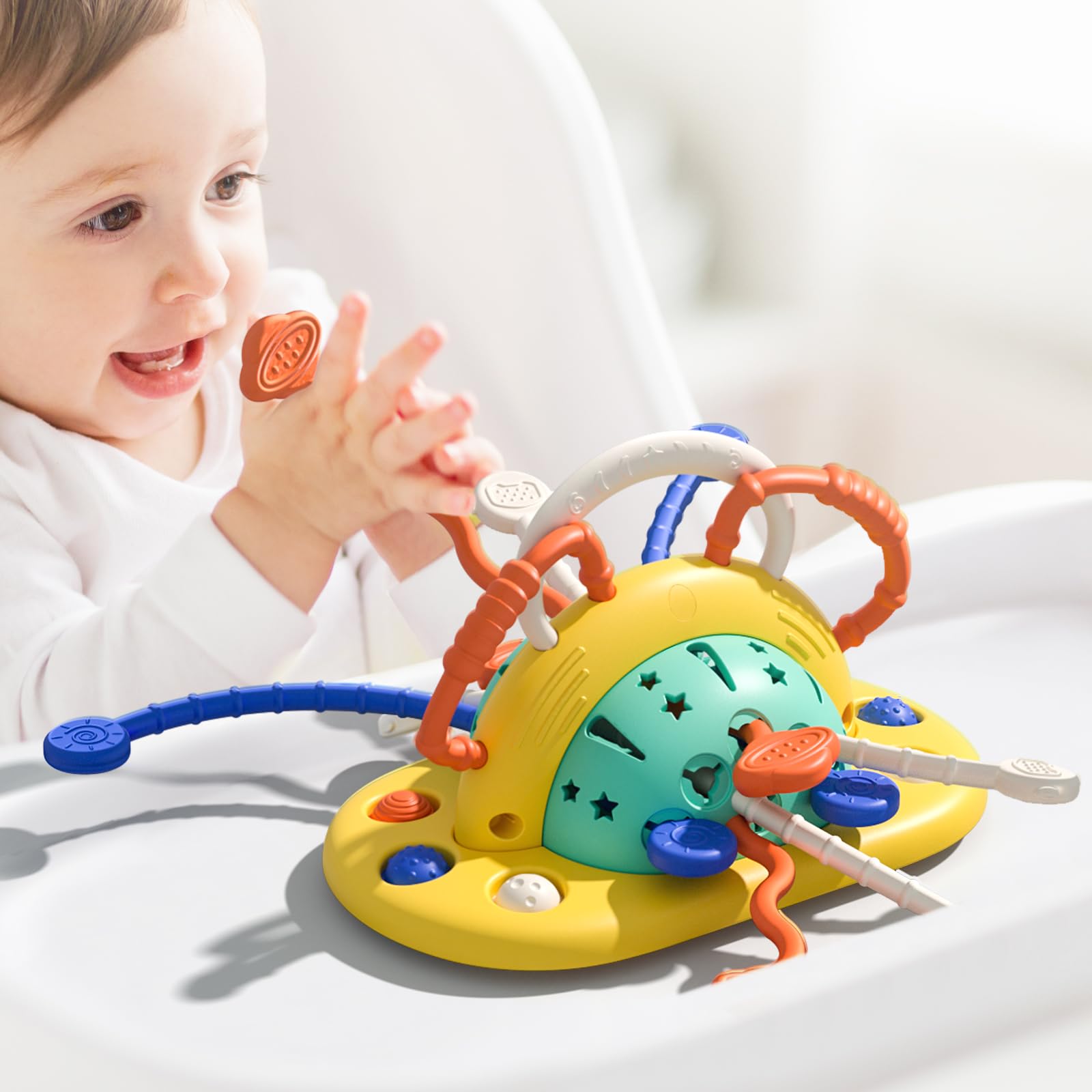 Vomii High Chair Toys With Suction Cup, Montessori Toys For 1 Year Old,Sensory Toys For Fine Motor Skills,Food Grade Silicone Pu