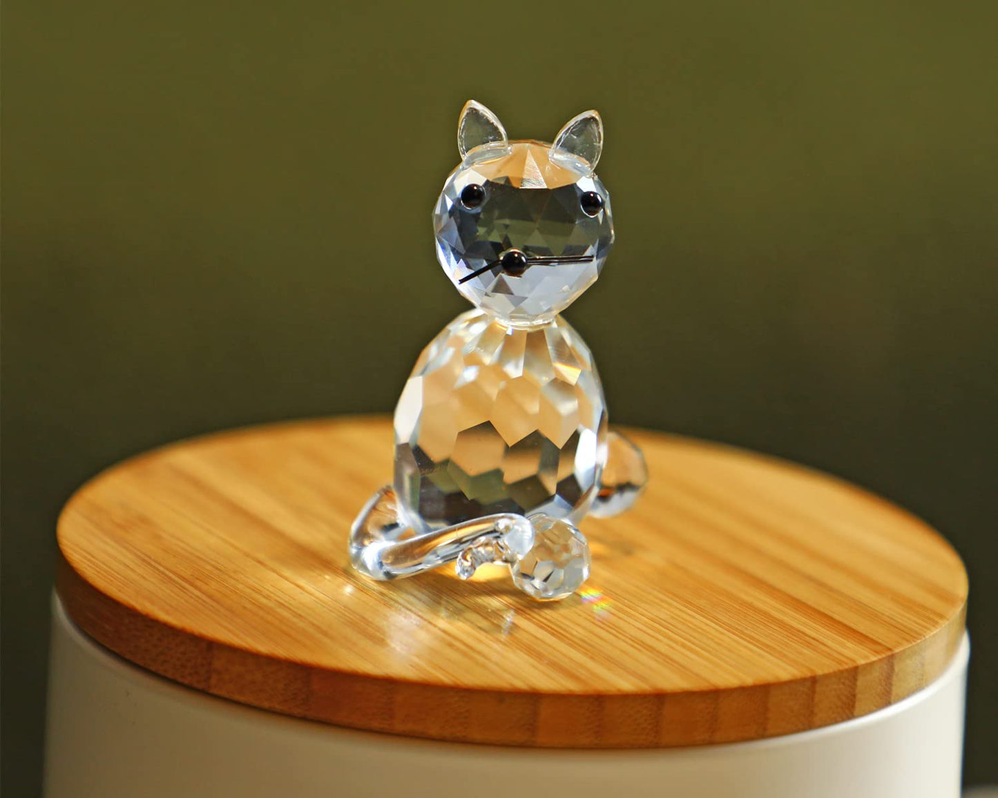 H&D Hyaline & Dora Crystal Collectible Standing Cat Figurine Miniature Glass Christmas Collectible