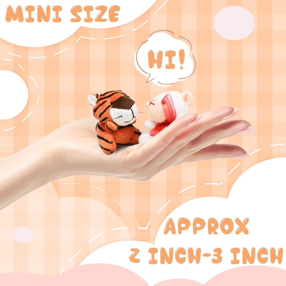 Lukbera 28Packs Plush Animals Keychain Set, Cute Mini Stuffed Animals Keychain Toys Heart Shape Cards For Kids Easter Egg Hunt E