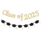 FHGG Pre Strung Class of 2025 Banners Party Decorations Gold Glitter Graduation Congratulation Banners Congrats Grad Decor Garla
