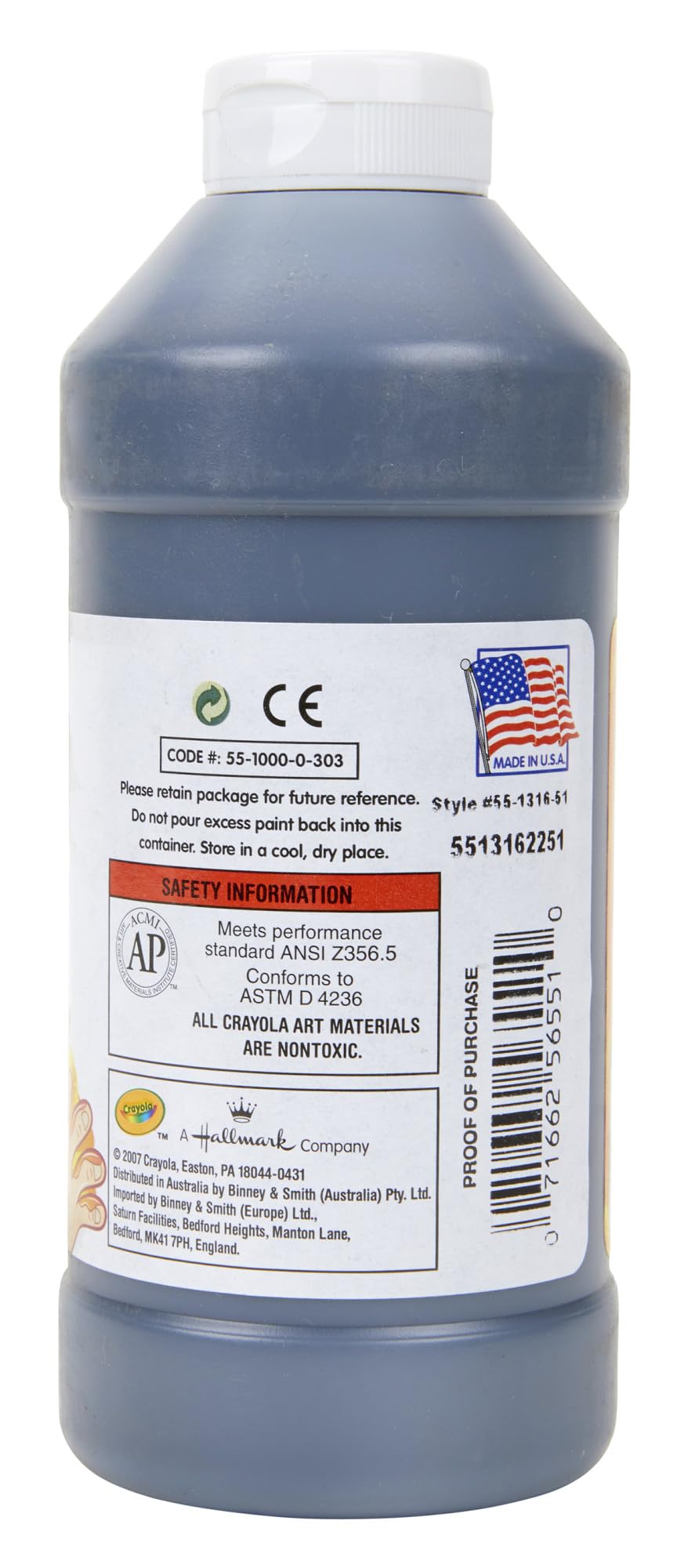 Crayola Washable Finger Paint - Black (16 Oz), Toddler Paint for Arts & Crafts, Kids Classroom Supplies, Nontoxic & Easy To Clea