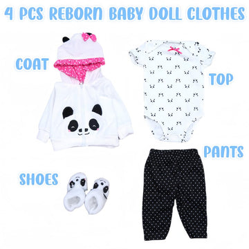 Reborn Baby Dolls Clothes 20 Inch Outfit Accessories For 17-22 Inch Newborn Baby Doll Girl?Panda 4Pcs Set ?