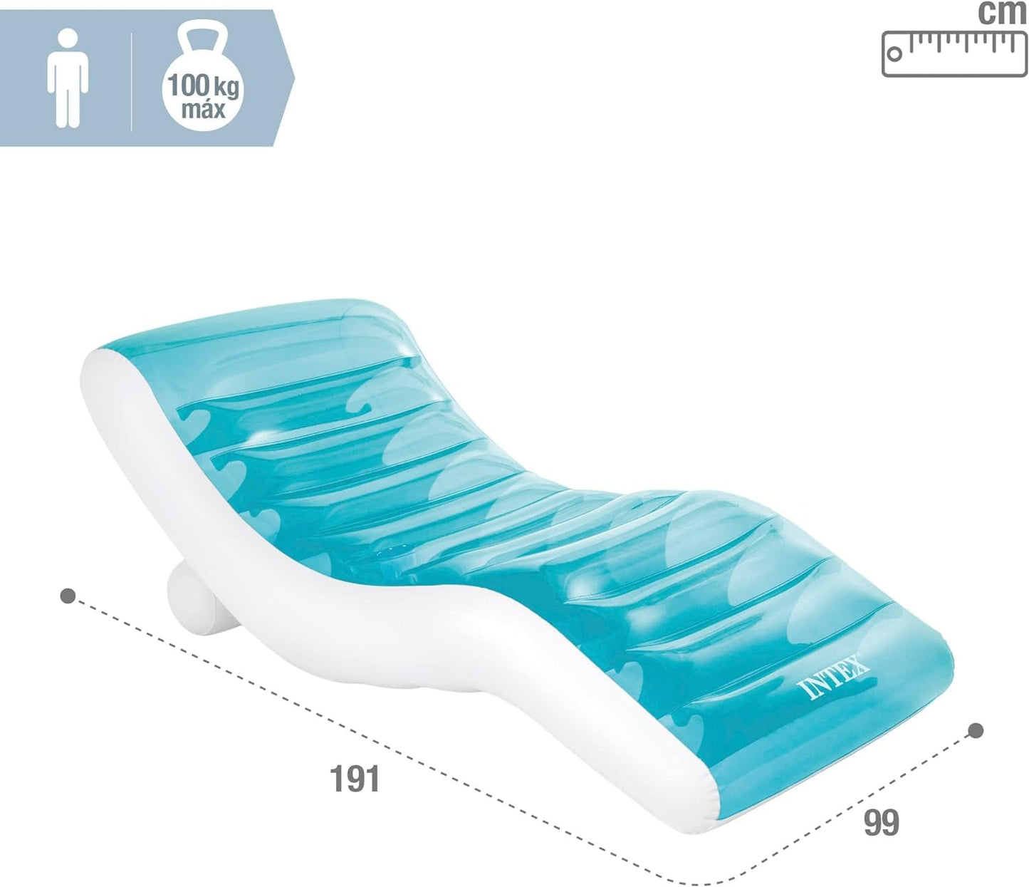 Intex: Splash Lounge - (56874Ep) Teal & White Water & Pool Float, Inflatable, Built-In Cupholders, Heavy Duty Handles, Back Rest