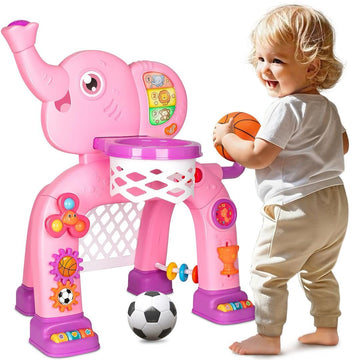 Toddler Basketball Hoop & Soccer Goal, Toys for 1 2 3 Year Old Boys Girls, Kids Sports Toy with Light Sound Music, Montessori To