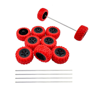 10PCS Toy Car Wheel 33mm RC Car Rubber Tire Wheel with 5PCS Shaft Round Rod Axles for RC Car Truck Robot DIY Model Toy Wheel Par