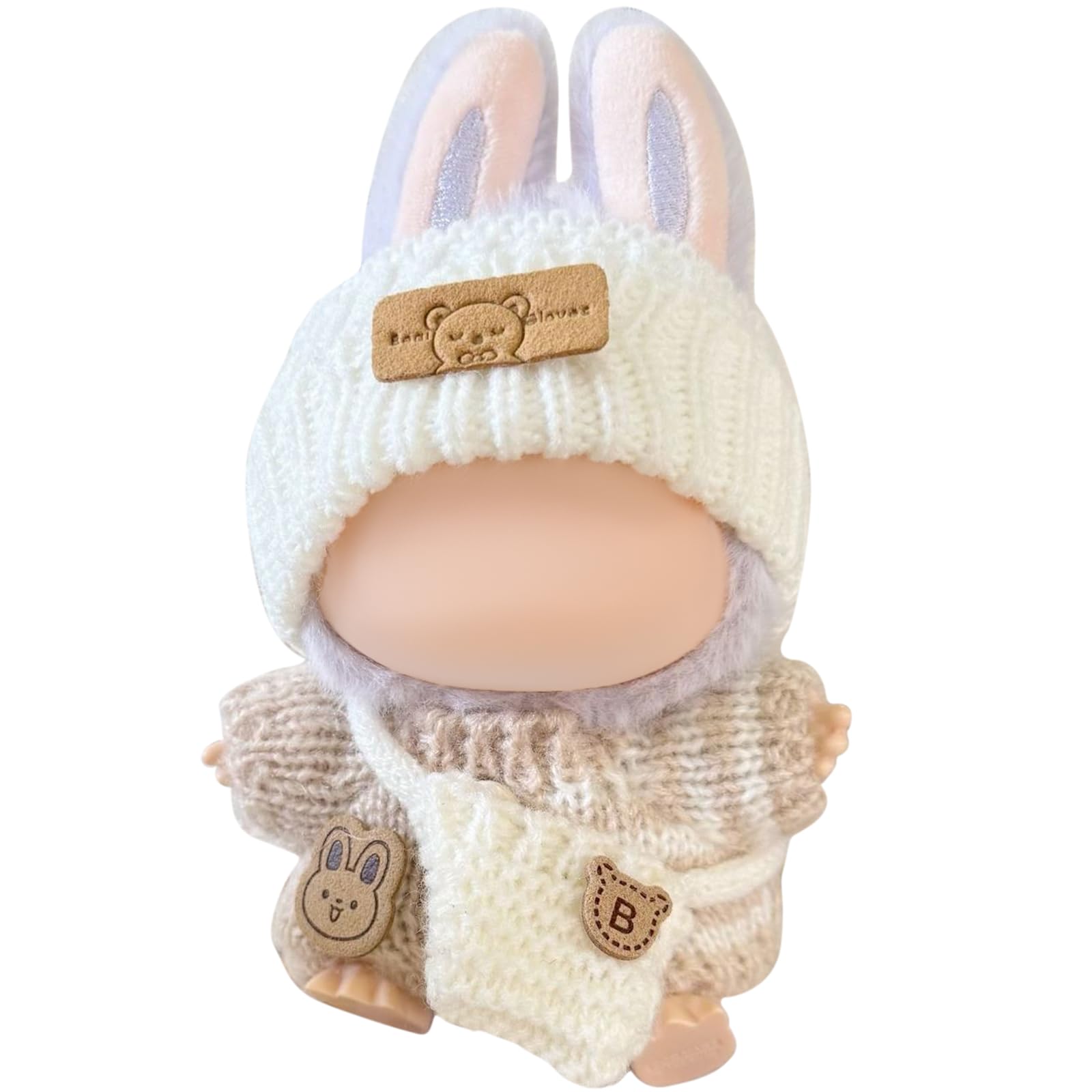 FANFX Doll Clothes(No Doll)  Handcrafted Crochet Outfit for 17cm Doll  Stylish Adorable Dolls Clothes Accessories for La  Best Gift for Your Dear Doll(White Cute Bear Sweater)