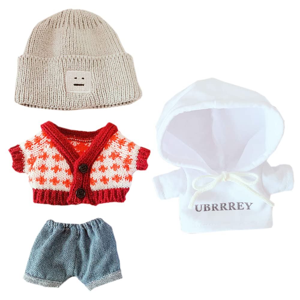 Niannyyhouse Sweater Suit 4-Piece Set Dress Up Hat Jeans Hoodie 7.8In(20Cm) Plush Doll Clothes Accessories