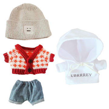 Niannyyhouse Sweater Suit 4-Piece Set Dress Up Hat Jeans Hoodie 7.8In(20Cm) Plush Doll Clothes Accessories