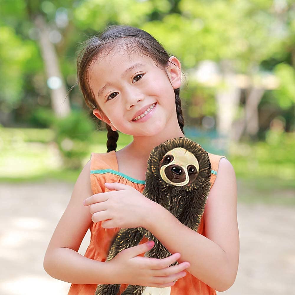 Artcreativity Brown Hanging Sloth Plush Toy, 28 Inch Stuffed Three-Toed Sloth With Realistic Design, Soft And Huggable, Cute Nursery Decor, Best Birthday Gift For Boys And Girls