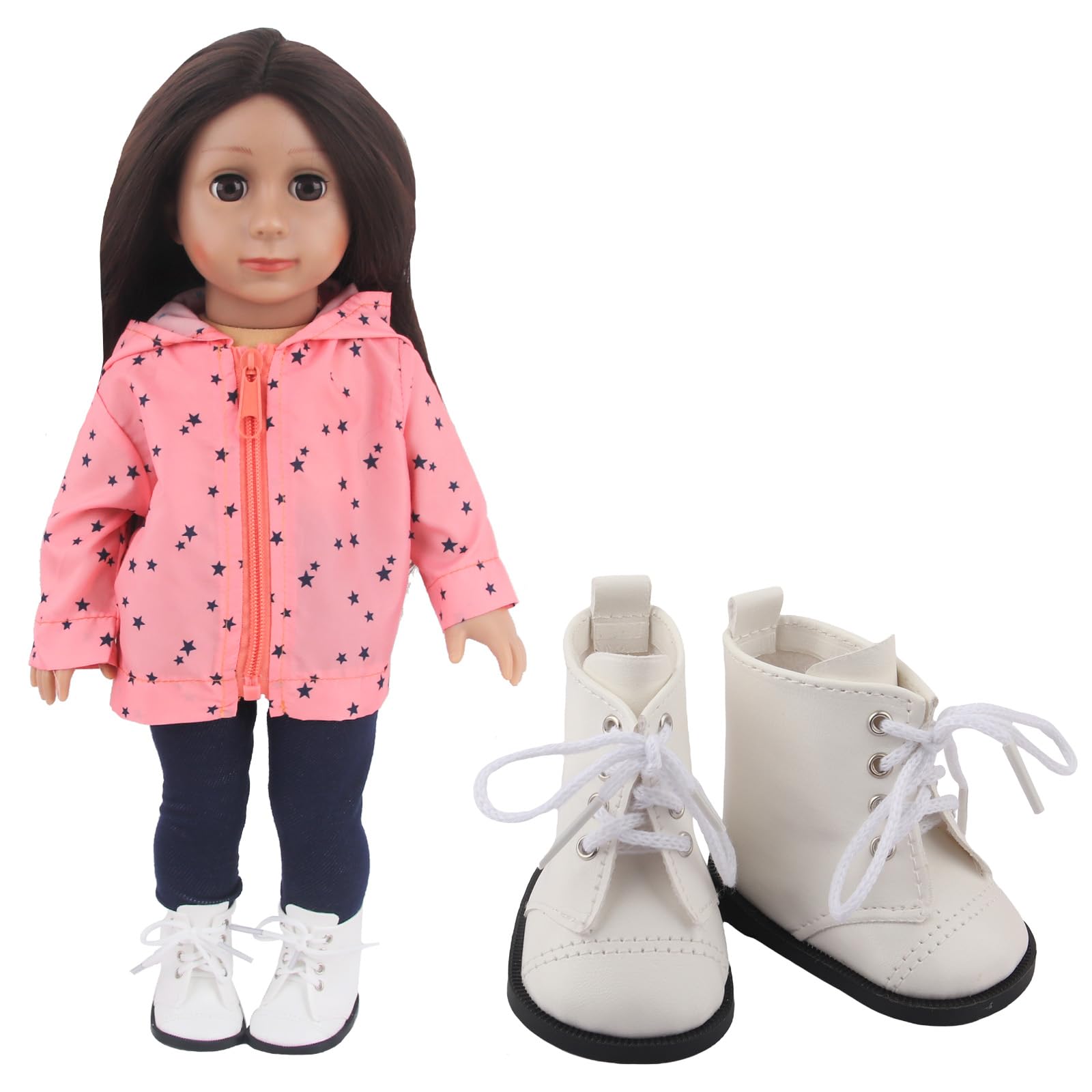 MSYO Doll Shoes for 18 Inch Dolls-High-Top Ankle Boots with Lace-Up Closure,Durable PU Leather Baby Doll Shoes for Girl Boy Doll