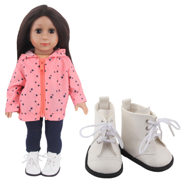 MSYO Doll Shoes for 18 Inch Dolls-High-Top Ankle Boots with Lace-Up Closure,Durable PU Leather Baby Doll Shoes for Girl Boy Doll