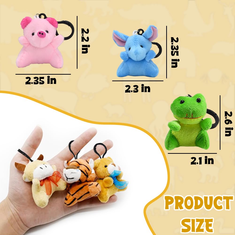 Camirus 24Pack Mini Animal Plush Toy Set, Cute Animal Assortment Keychain Toys, Small Stuffed Animal Set Gifts For Kids, Christmas Stocking Stuffer, Easter Egg Filler, Valentine Classroom Prize