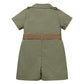 Baby Safari Outfit Wild One Birthday Outfit Girl Short Sleeve Safari Jumpsuit With Hat Toddler Zoo Keeper Costume Army Green 0-6