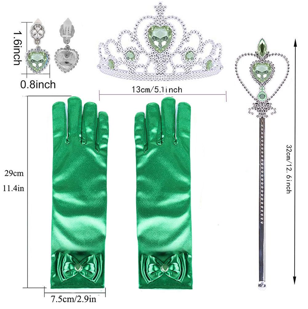 Princess Tiana Costume Dress Up Accessories For Girls Tiana Cosplay Accessories Christmas Gifts Set Tiana Gloves Tiara Crown Nec