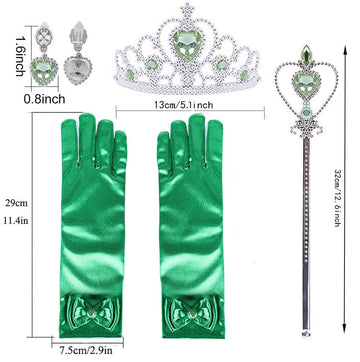 Princess Tiana Costume Dress Up Accessories For Girls Tiana Cosplay Accessories Christmas Gifts Set Tiana Gloves Tiara Crown Nec