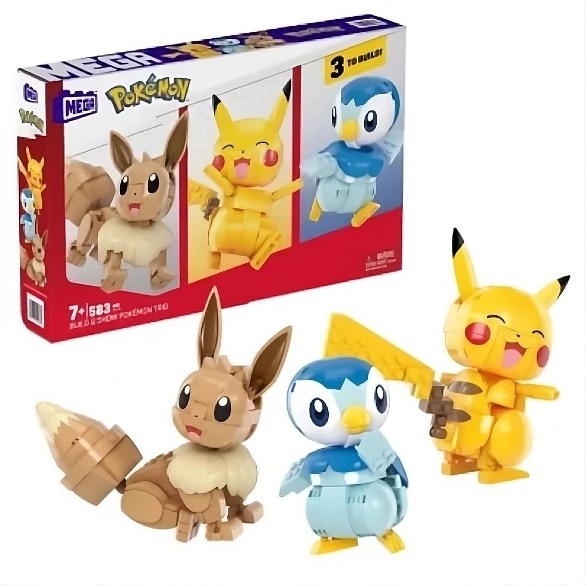 MEGA Pok  mon Building Toy Kit, Build & Show with 3 Action Figures (583 Pieces) for Kids