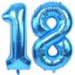 Toniful 40 Inch Blue Large Numbers Balloon Birthday Party Decorations, Foil Mylar Big Number Balloon Digital 18 For 18Th Birthda