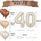 Biapian 40 Inch Cream Number 40 Balloons, 8Pcs Giant Foil Number 4 & 0 Balloons With 18'' Cream White Heart Balloon For 40Th Yea