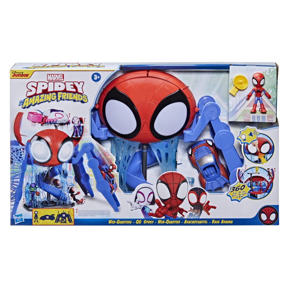 Spidey and his Amazing Friends Marvel Spidey Webquarters Playset, Multicolor, Kids Ages 3+, Model F1461, Plastic