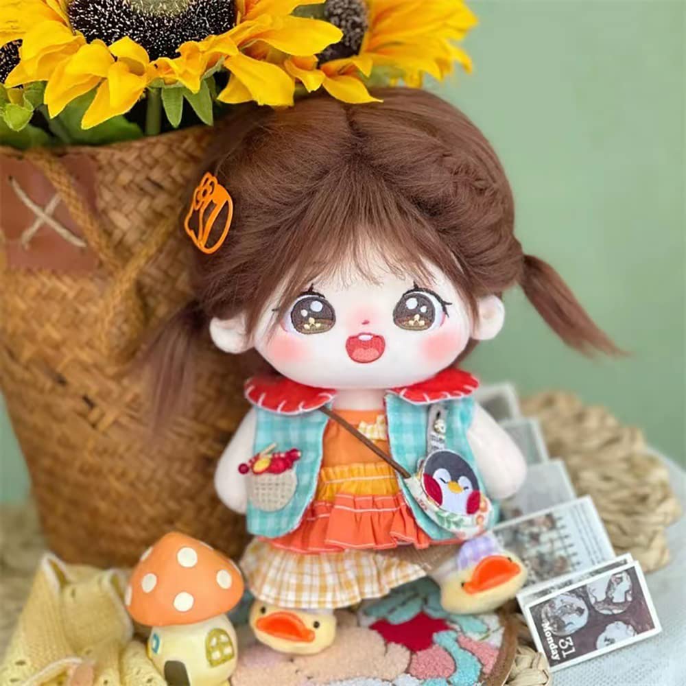 Niannyyhouse 20Cm Plush Doll Girl Humanoid Stuffed Body No Attribute 8'' Normal Body Wearable Clothing Dress Up Gifts (A-34-With