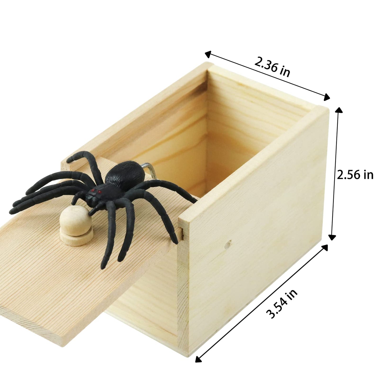 Gooswexmzl Spider Scare Prank Box, Pop Out Rubber Spider Handmade Wooden Scare Box, Fun Surprise Joke Toy, Practical Toy For Kids Adults