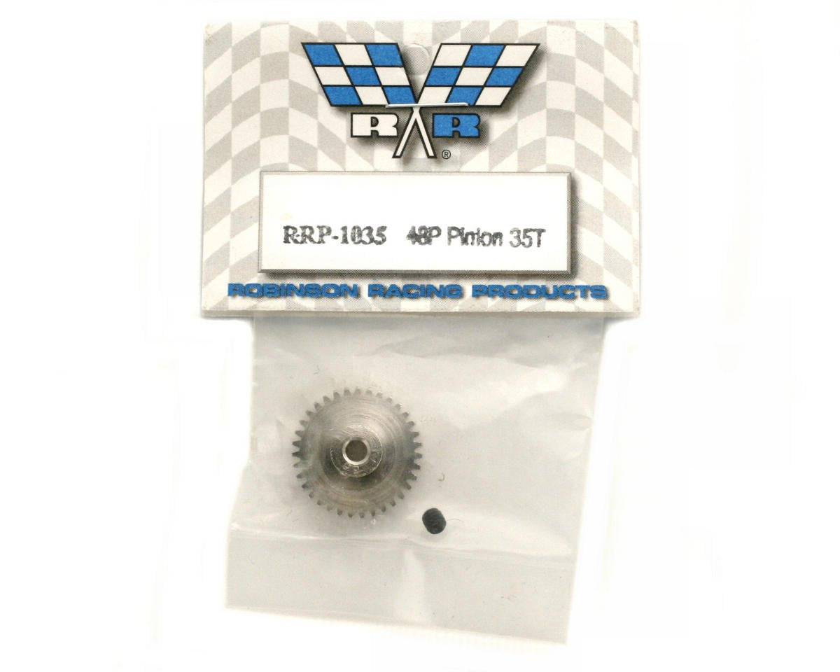 Robinson Racing 1035 Hard Nickel Plated Steel Motor Pinion Gear, 1/8'' Bore, 48 Pitch, 35 Tooth