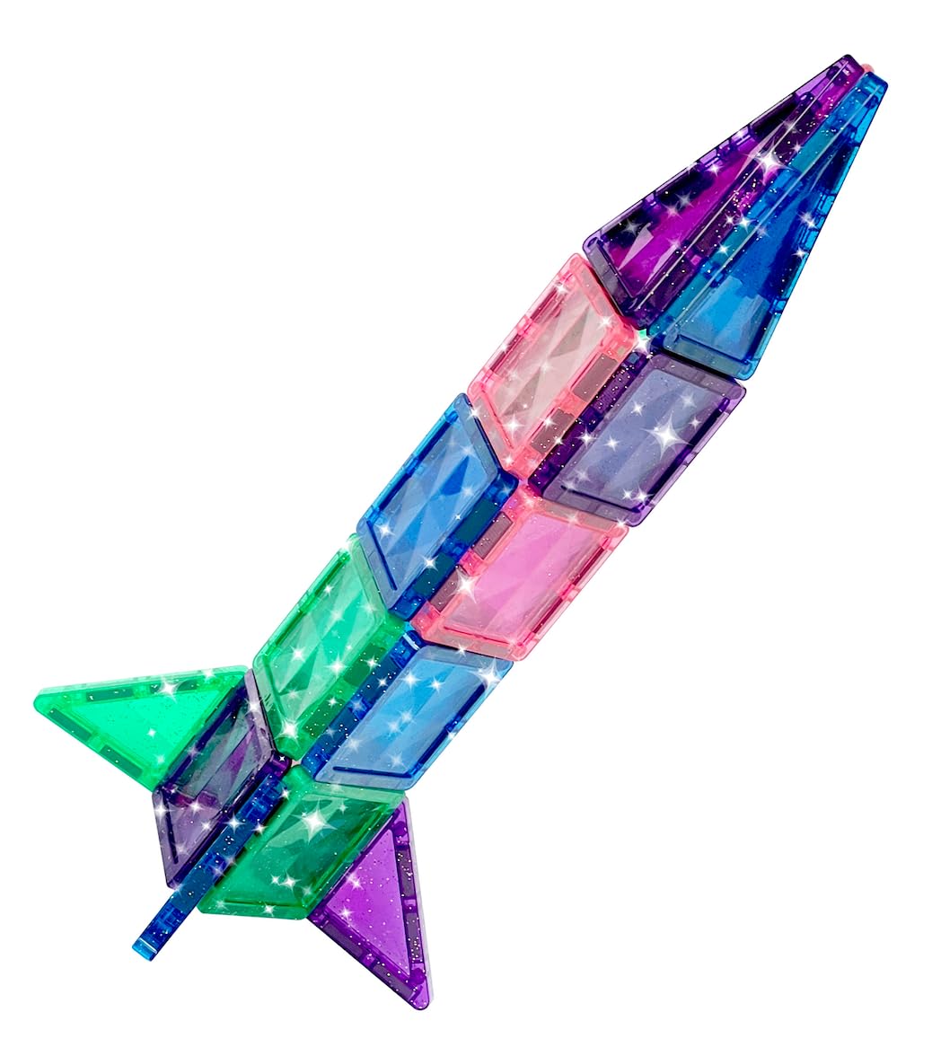Createon Crayola Mini Magnetic Pip-Tiles, Building Set For Kids, Magnetic Building Easter Toys For Kids, Stem Travel Toys For Boys And Girls Ages 3+, 24-Piece Set (Glitter)