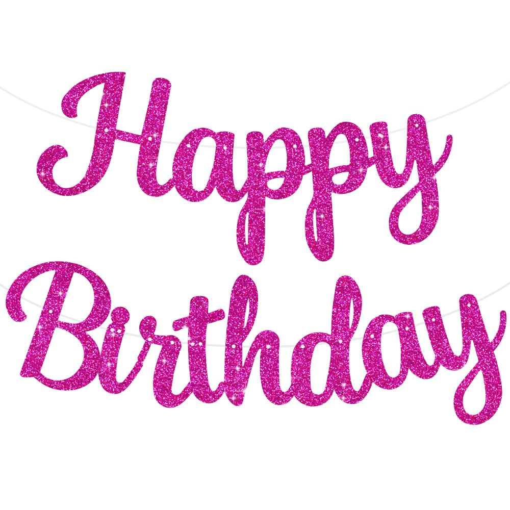 Beishida Rose Red Happy Birthday Banner - No Diy,10Feet,Pre-Strung-Glitter Happy Birthday Sign, Happy Birthday Garland,Happy Bir