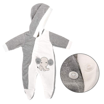 Miunana 13-15 Inch Baby Doll Clothes Elephant Jumpsuit Outfit 1Pcs For New One Year Old 15 Inch Small Baby Doll Clothes Grey And White Doll Pajamas Clothes