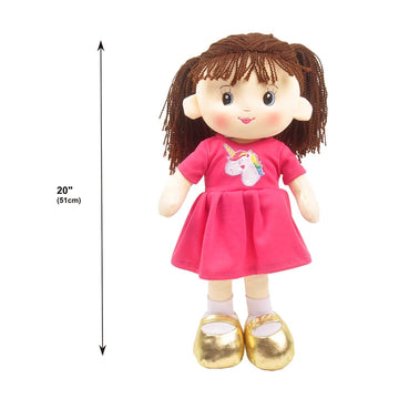 Linzy Toys, 16'' Pink Laura Soft Plush Rag Doll, Sleeping Cuddle Buddy For Toddlers, Infants And Babies , Muñecas De Trapo Para Niña, First Doll For Kids, Safe For All Ages.